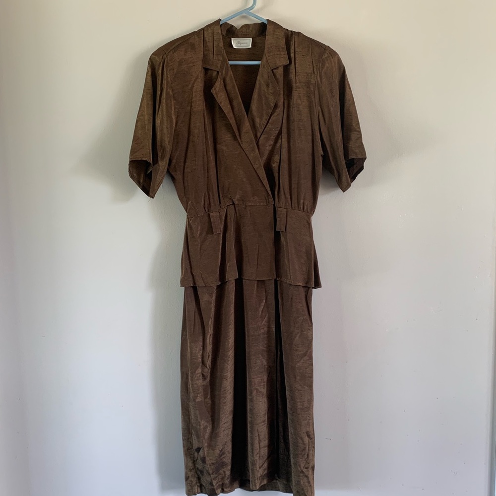 Vintage 80’s dress, peplum detail, front split